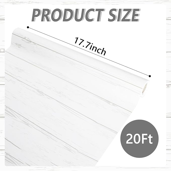 Qyeahkj White Wood Bulletin Board Paper Roll Wood Grain Bulletin Board Background Paper Fade Resistant Rustic Classroom Decoration Poster Craft Home Wall Education Decor Supplies 17.7in x 20ft