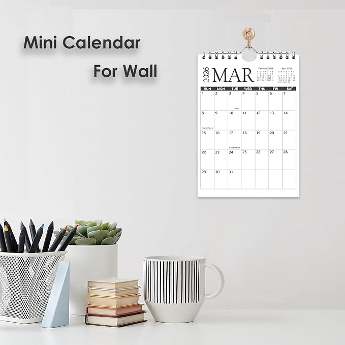 Mini Calendar 2026, 6'' x 9'' Small Calendar Runs from January 2026 unitl June 2027, Little Notepad Calendar for Wall, Desk, Bulletin Board or Fridge