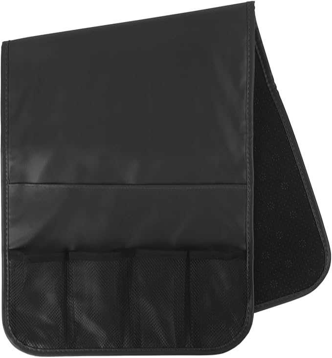 IPENNY No-Slip PU Leather Sofa Armrest Organizer, Remote Control Holder Arm Chair Beside Storage Bag for Recliner with 5 Pockets (Black)