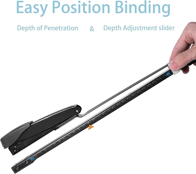 Long Reach Stapler with 1600 Staples, Saddle Stitch Binding Stapler Fits Various Paper Sizes, 50 Sheets Capacity, Long Stapler for Booklets or Book Binding