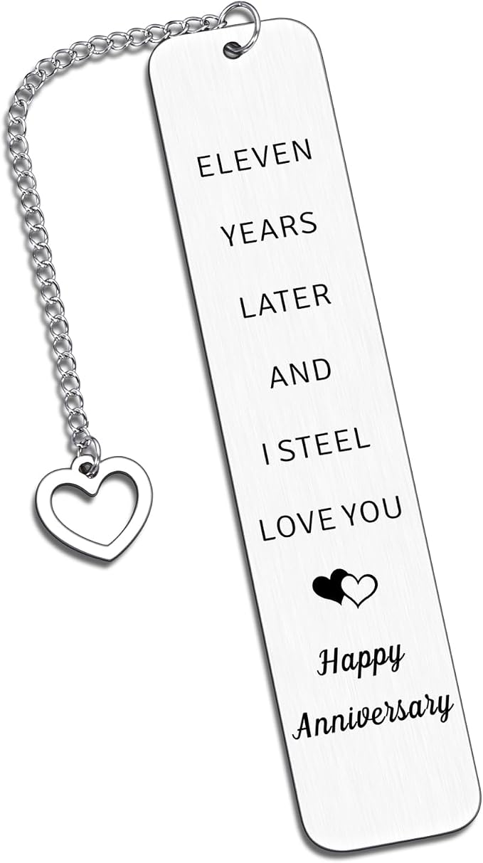 11 Year Anniversary Steel Gifts for Couple 11th Wedding Anniversary Day Gifts for Men Women Steel Gift for 11th Anniversarys Husband Gift from Wife 11th Anniversarys Bookmark Valentine Christmas