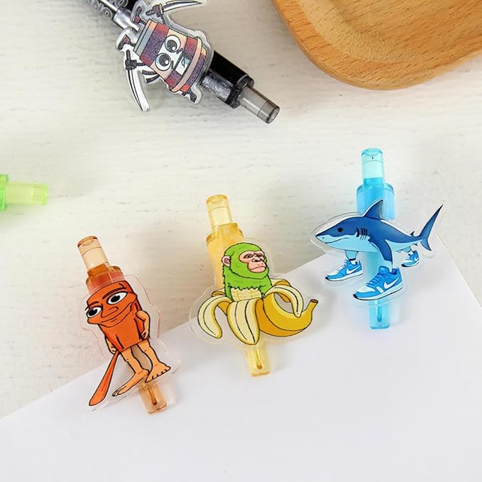 Italian Brainrot Erasable Pens, Cute Animal Ball Point Pens 0.5mm Blue Party Favors for Kids, Back to School Supplies Fun Stationary Pen Gifts for Birthday (6 Brainrot)