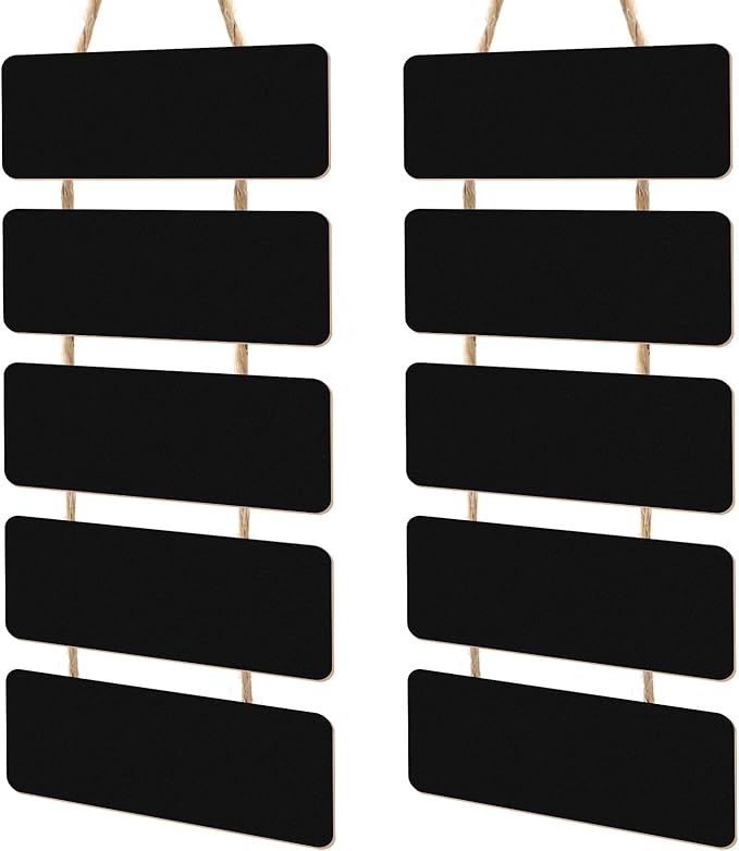 Double Sided Hanging Chalkboard Signs Wooden Erasable Message Board Rustic Chalkboard Hanging Signs Rectangle Message Memo Display with Rope for Wedding Bar Restaurant Kitchen Wall(2 Set)