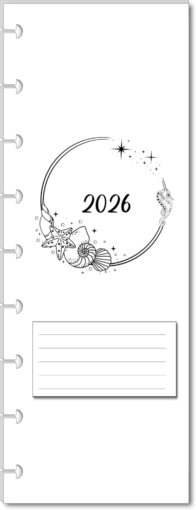 2026 Monthly Planner Calendar Refills for 7,8,9,11 Disc Mini, Classic, Skinny, Junior, Big size Discbound, Happy Planners, Loose-Leaf Inserts, 12 Month (9 Disc Skinny, Ocean)
