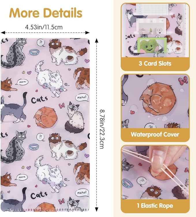 E-WEICHEN Pocket Planner Notebook with Plastic Sleeve, Daily Food Planner Refills, 30Sheets, 8.25x4.25inches Regular TN Journal Notebooks,Travelers Notebook Insert for for for Diet Goals.Pink Cat