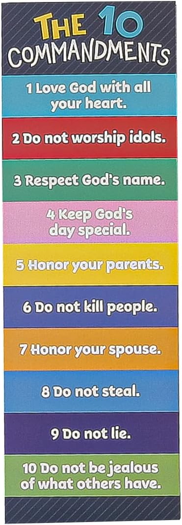 Set of 25 Ten Commandments Bookmarks for Kids | Easy-to-Understand Messages | Perfect for Children's Ministry & Sunday School