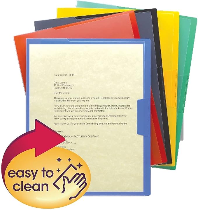Smead Organized Up Poly Opaque Project Jacket, Letter Size, Assorted Colors, 5 per Pack (85740)