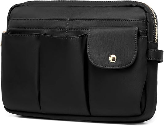 Storage Bag Cosmetic Bag for Women, Travel Makeup Bag Zip Up Bag Cute Makeup Bag Perfect Storage for Cosmetics, Black/Nylon