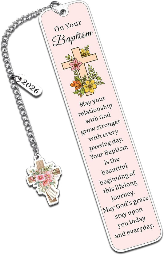 Baptism Gifts for Teen Girl Women 2026 - Christian Bookmarks Baptism Gifts for Girls 8-10, Religious Bookmarks Catholic Baptismal Christening Gift for Girls, Easter Basket Stuffers for Teens Adults
