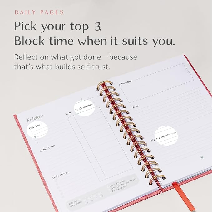 The ADHD Planner - Undated Daily Weekly Schedule Organizer Journal for Disorganized People - Habit Tracker Record Emotions & Mood - Academic Goals - Structure & Focus for Adults Brains (Spiral) (Red)
