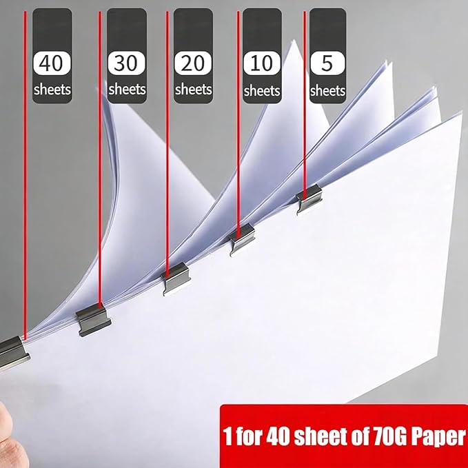 2 Pcs Portable Binder Clip Stapler, Includes 100 Reusable Clips, Staple-Free Desktop Push Binder Stapler, Binds 40 Sheet Capacity One-Hand Operation for Office Home Document Organization (#03)