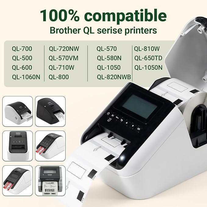 Compatible with Brother DK-1209(1.1” x 2.4”) White Paper Label, Address Barcode Die-Cut Work with QL-600 QL 810w QL 820NWB Printers (8 Rolls + 1 Frame)