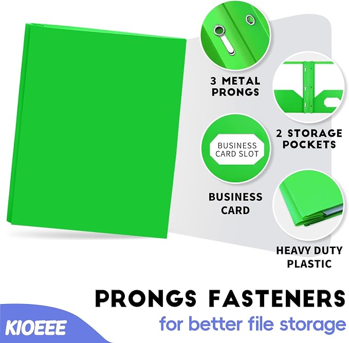 Heavy Duty Plastic Folders with 2 Pockets and 3 Prongs Bulk (96 Pack),Fit Letter Size Paper, Business Card Slot, Assorted Colors for School,Office and Home