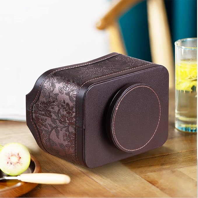 360° Rotating Remote Control Holder, PU Leather TV Remote Caddy Organizer Basket Storage Box with 5 Compartments for Pen, Pencil, Art Supplies, Makeup Brush, Office Desk Table Accessories