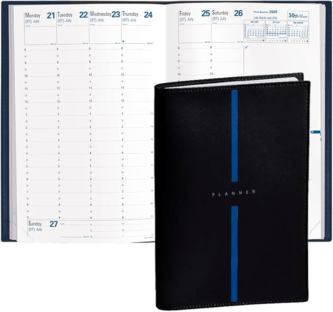 Quo Vadis 2026 Minister - Weekly/Monthly Planner - 12 Months, Jan. to Dec. - 6 1/4 x 9 3/8" - Grained Faux Leather Billy Black Cover- Time Management Appointment Organizer