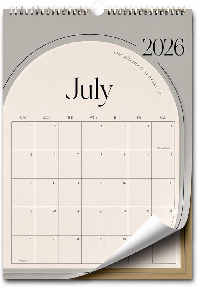 Aesthetic Wall Calendar 2026, 18 Monthly Vertical Calendar July 2026 to December 2027, 15" x 10" Modern Wall Hanging Calendar for School, Home, Office for Monthly Organizing & Planning (Green Vertical )