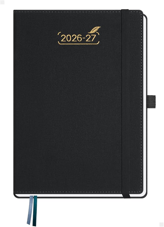 BEZEND Weekly Planner 2026-2027 (6" x 8.5") 2-Column Dual Schedule for Work/School/Home or 2 Person (Jul 26-Dec 27) 18 Months Academic Calendar with Tabs, PU Leather Hardcover -Black