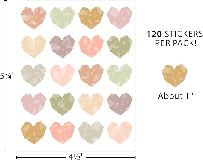 Teacher Created Resources Terrazzo Tones Hearts Stickers (TCR7228)