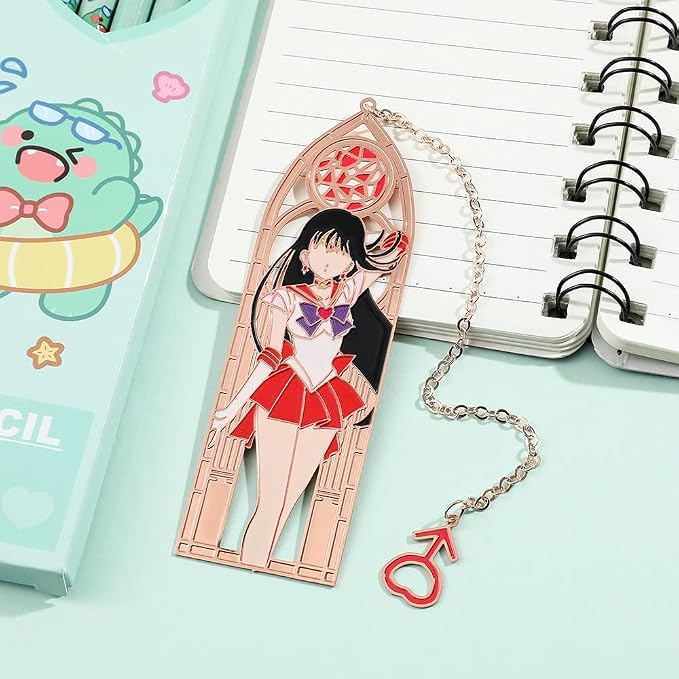 5 Style Anime Magical Girl Book Marks - Metal Bookmarks Gifts for Girls, Anime Fans, Book Lovers Student Men Women, Birthdays, Christmas, Valentine, School Supplies Book Accessory (Red Girl)