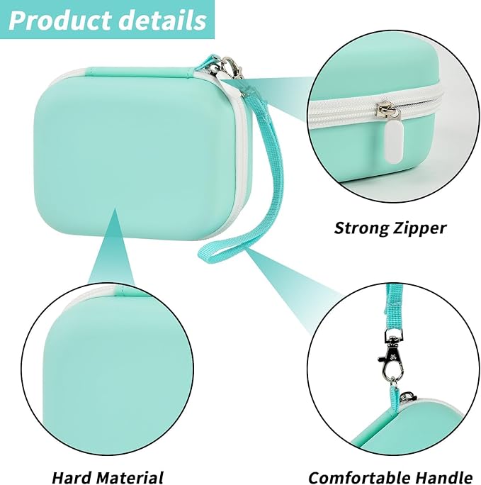Case for Memoking T02/ for ETIKEZ/for Phomemo M02/ T02/ M02S/ M02 pro/ M02X Inkless Sticker Photo Printer. Portable Printer Storage Holder for Label Maker, Thermal Paper, USB Cable (Box Only)-Green