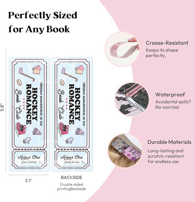 Kaciola Studio 10PCS Cute Ticket Style Bookmarks, Funny Bookmarks for Women, Double Sided Fantasy Booklover Gifts, Cute Gifts for Romance Reader Friends Girls