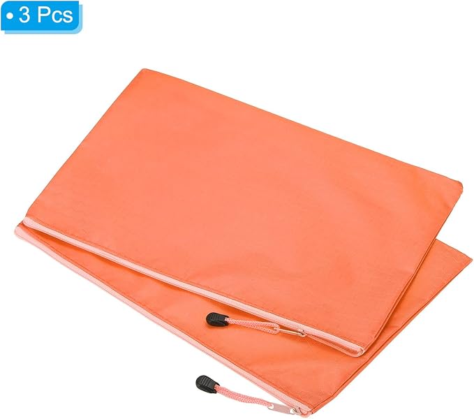 PATIKIL Waterproof Zipper File Bags, 3 Pack A4 Document Holders Pencil Pouch for Office, Orange