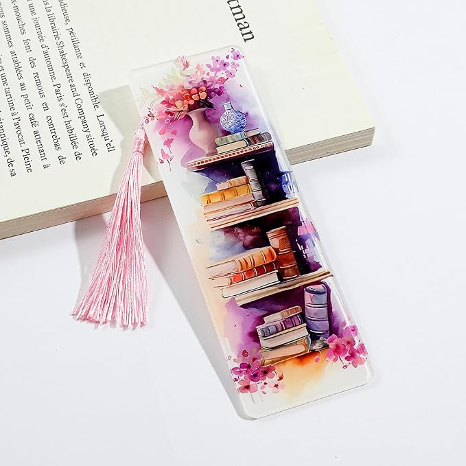 Colorful Art Flower Bookshelf Bookmark - Romantic Artsy Vibe Bookmarks, Perfect Reading Gift for Book Lovers, Bookworms and Friends (2pcs/Set B)