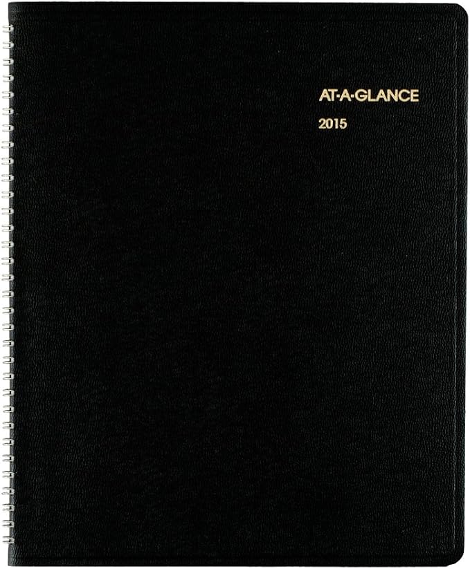At-A-Glance 8.88 x 11 Inches Wirebound Monthly Planner for 2015, Black (7026005)