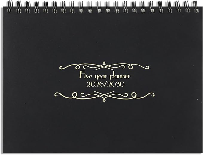 Zhanmai 5 Year Planner Calendar with Tabs 2026 to 2030 11 x 8.5 Inches 5 Year Calendar Monthly Schedule Organizer Spiral Bound, Black