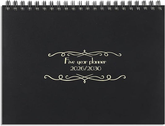 Zhanmai 5 Year Planner Calendar with Tabs 2026 to 2030 11 x 8.5 Inches 5 Year Calendar Monthly Schedule Organizer Spiral Bound, Black