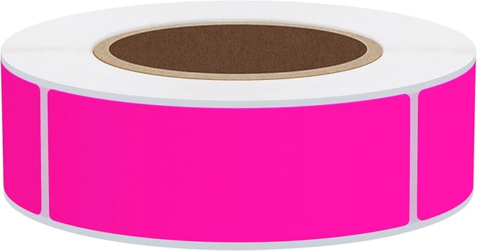 Hybsk 1x3 Inch Color-Code Labels Fluorescent Pink Sticker Rectangle 500 Labels Per Roll (Fluorescent Pink)