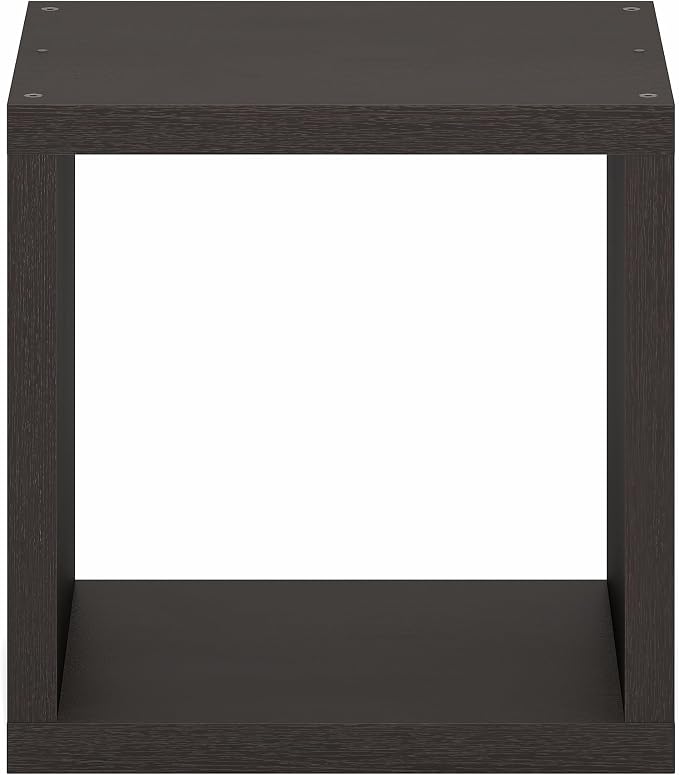 Furinno Cubicle Book Shelf, Stackable Bookshelf, Cube Storage Organizer Bookcase with Open Back, Extra Thick, 15.8" x 15.8" x 14.6", for Living Room, Bedroom, Home Office, Black Dark Oak