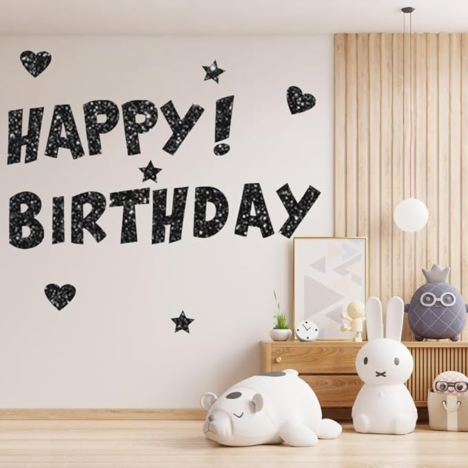 Glitter Bulletin Board Letters for Classroom Numbers Alphabet Poster Board Letters with Adhesive Dots Punctuation Symbols Cutout Bulletin Display School (Black)