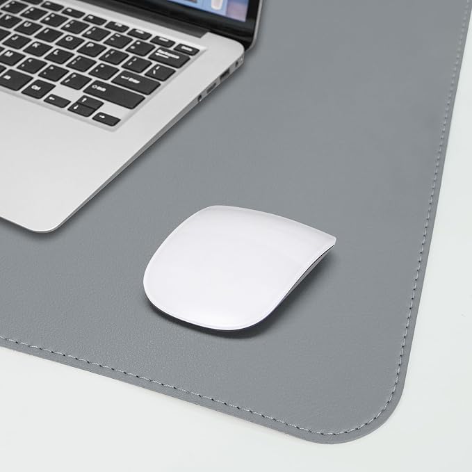 AFIING Cork Desk Mat 47" x 23.6", Dual-Sided Natural Cork & PU Leather Desk Pad, Non-Slip Waterproof Large Mouse Pad for Office, Home & Gaming (Light Grey)