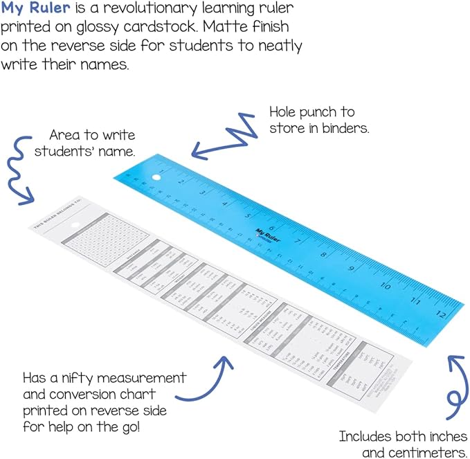 Paper Ruler - 12" Bulk Rulers for Classroom, STEM, Easy-to-Read Numbers, Bold Color Cardstock, 144 Pack, Hygloss Products