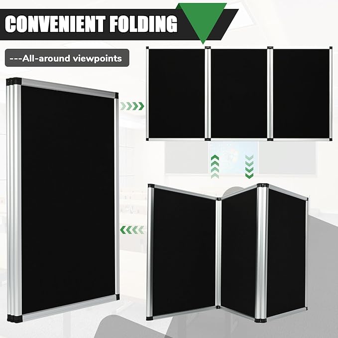 Double-Sided Trifold Display Board 3 Panel Presentation Whiteboard 70.4 x 35.4in Trade Show Presentation Board Aluminum Tabletop Display Folding Panel for Trade Show Table Top