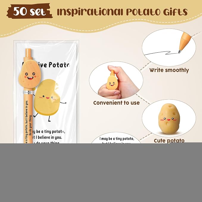 Sayglossy 50 Set Employee Appreciation Gifts Bulk - Funny Motivational Potato Pen with Positive Card & Bookmark Thank You Gifts for Coworkers Staff Teacher Volunteer End of Year Graduation Party