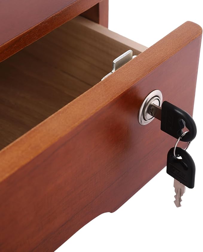 Wooden Desktop Storage Box with Lockable Drawers, Flat File Cabinet Drawer Desktop Storage Box, Countertop Storage Cabinet for Office Home Toiletries Supplies Vanity (Walnut, 1 Drawer)