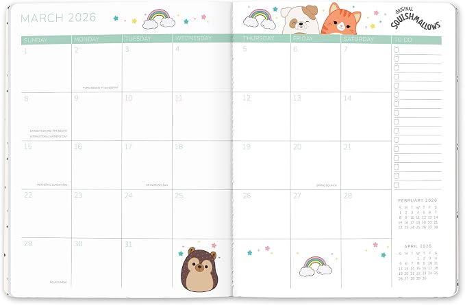 Orange Circle Studio 2026 Planner, Squishmallow, Just Right Monthly Planner, To-Do List Notebook, Appointment Book w/Storage Pocket & Elastic Closure, Composition Notebook