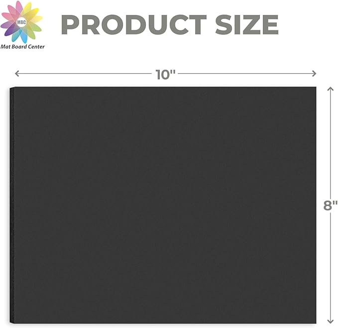 Mat Board Center, Pack of 5, 8x10 Foam Boards Acid Free Black Foam Core Boards for Mounting, Crafts, Display, Presentation and Projects, 3/16" Thick