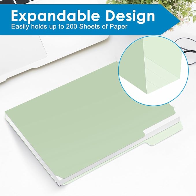 120 Pack Two Tone Color File Folders 8.5 x 11 Inch, 1/3 Cut Tab File Folder Letter Size, Assorted Colors, Pastel Colors Manila File Folders, School Business Office Folders for Document Files Paper