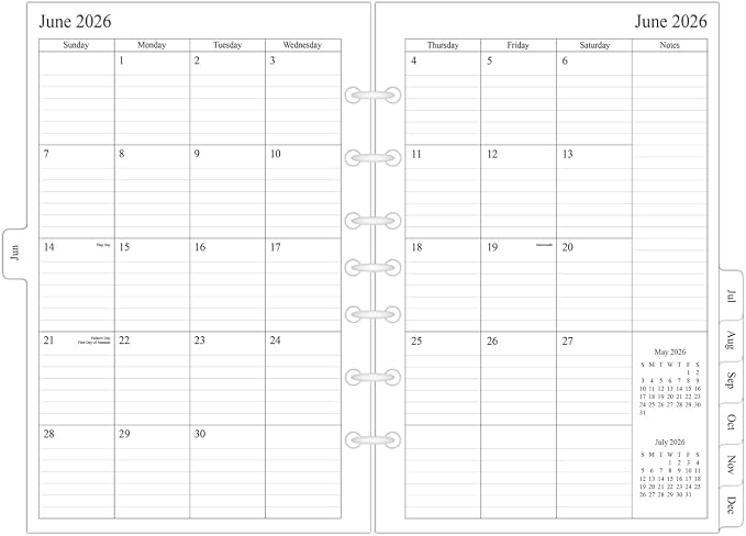 newestor 2026-2027 Monthly Planner Refills 5.5" x 8.5" for Mini Binder, 19 Months from Jun 2026 to Dec 2027, Desk Size