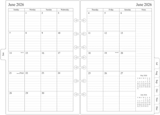newestor 2026-2027 Monthly Planner Refills 5.5" x 8.5" for Mini Binder, 19 Months from Jun 2026 to Dec 2027, Desk Size