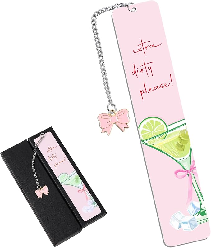 Martini Themed Bookmark Gifts - Cute Bookmarks for Women, Funny Book Accessories for Book Lovers Bookworm, Dirty Please Halloween Thanksgiving Christmas Birthday Gifts for Friends