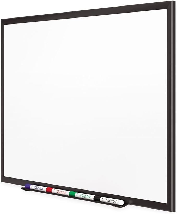 Quartet Magnetic Porcelain Whiteboard, 4' x 3' White Board, Premium, Duramax, Black Aluminum Frame (2544B)