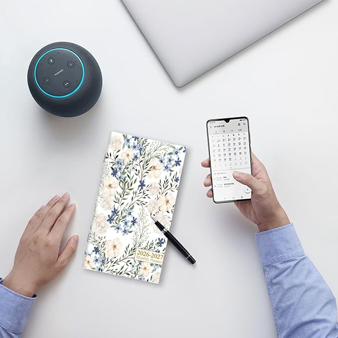2026-2027 Mini Pocket Planner – 21-Month Pocket Calendar from April 2026 to December 2027, 3.5" x 6.5" Saddle-Stitched Monthly Calendar with Notes Pages – Compact Organizer for Purse, Office, Travel, Crushed Flower