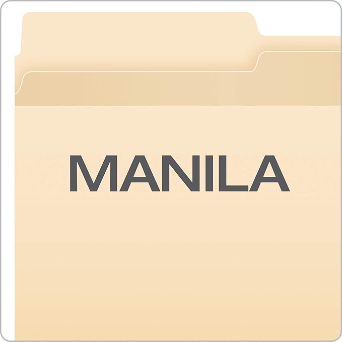 Pendaflex Reinforced File Folders, Extra Durable, Poly Reinforced Edges, Manila, Letter Size, 1/2 Cut Tabs, 24 Per Pack (86221)