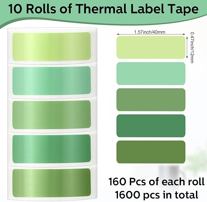 Gersoniel 1600 Pcs Label Tapes Compatible with D30 Label Printer Laminated Labeling Stickers Thermal Labels for Home Office
