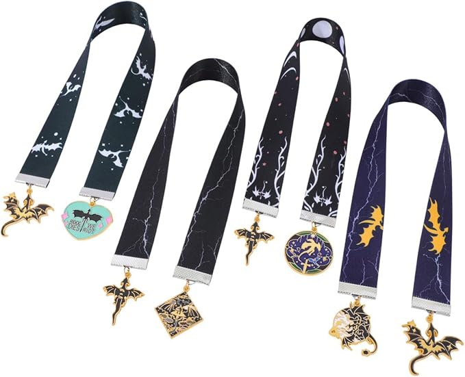 Fantasy Fourth Wing Dragon Bookmark, Sword Dragons Metal Charms Book Mark, Set of 4,Book Accessory for Bookworms, Gift for Reading for Book Lovers (Weaving Dragon)