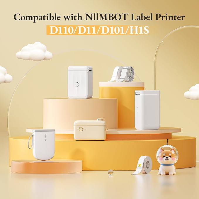 NIIMBOT D110 Label Maker Tape D11 Labels, Self-Adhesive Labeling Tape Replacement 0.55" X 0.55" (14 X 14mm) Round Thermal Label Refills for Home Office, 220 Labels/Rolls, Clear
